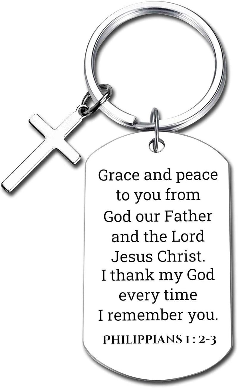 GiftYou Inspirational Scripture Metal Key Chains with Cross Pendant - Bible Verse Keychain Religious Gift for Christian - Image 1